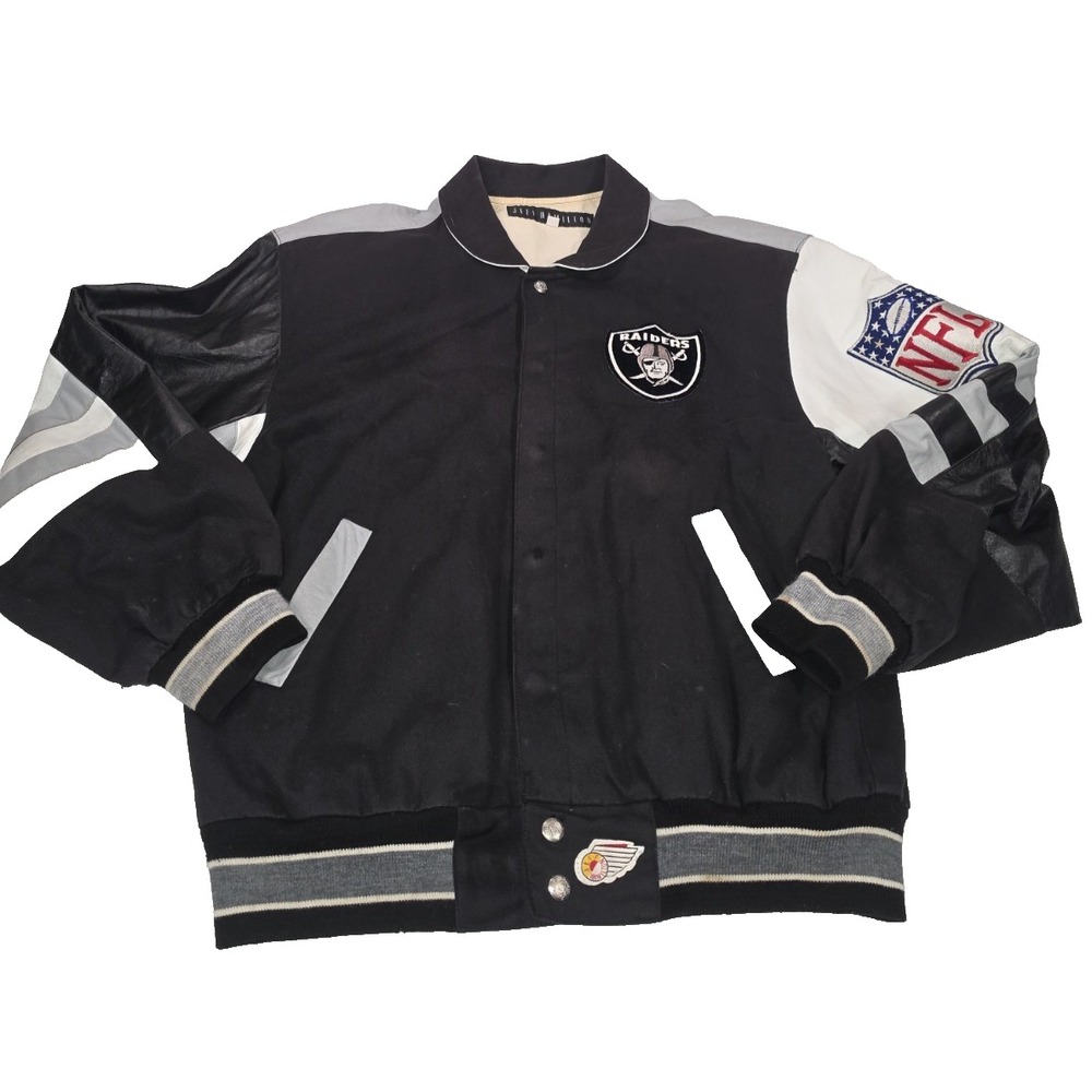 Vintage 90s Jeff Hamilton Oakland Raiders NFL Varsity Jacket Men's Large – Flaws